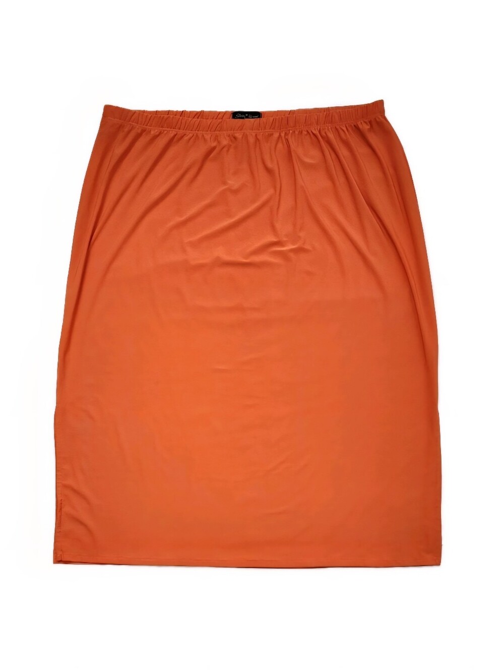 Slinky Brand Orange Pull-On Stretch Midi Skirt Women's 2X Made in USA
